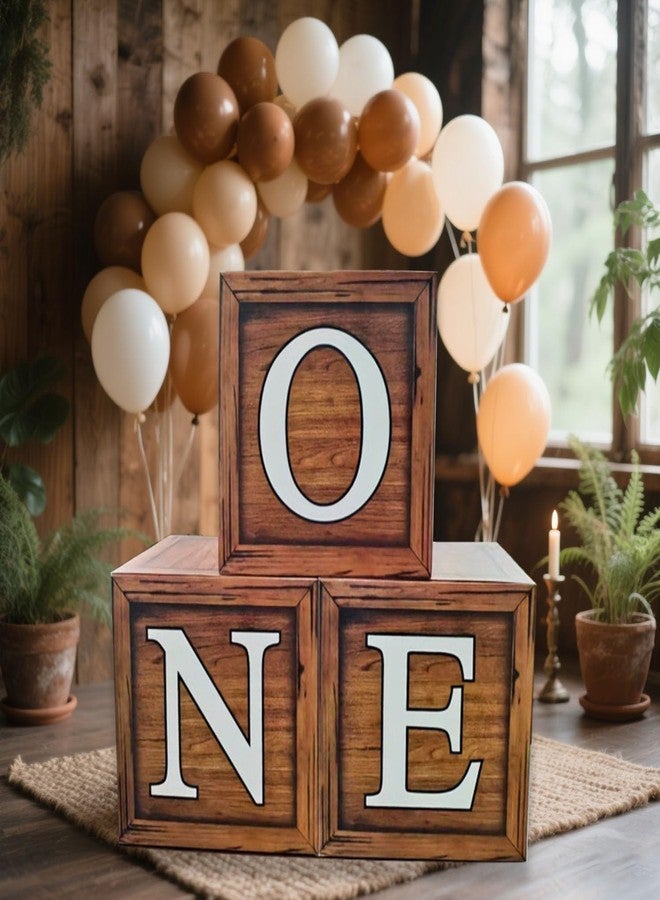 WEIKA One Boxes for 1st Birthday Wood Grain, 3 Balloon Boxes, Baby Girl & Boy 1st Birthday Party Decorations, Reusable (Wood Grain) - Image 1